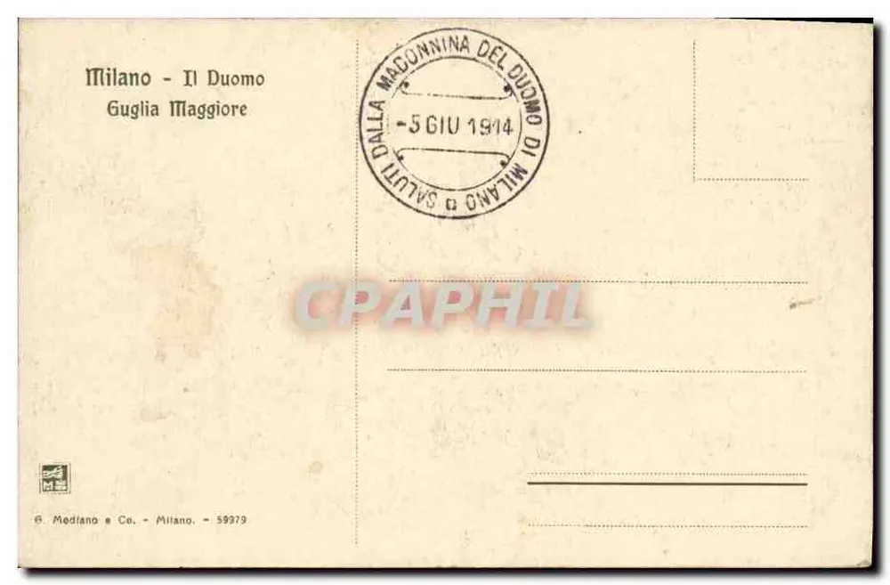 Milano - Het Duomo - Guglia Maggiore — G. Mediano & Co. - 59379 - Achterkant