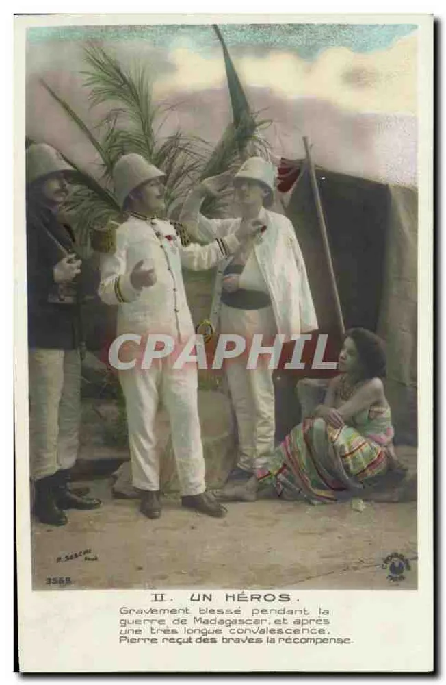 Um herói — gravemente ferido durante a guerra da Madagascar, após uma longa convalescência — P. Saccal, n° 3558 - Frente