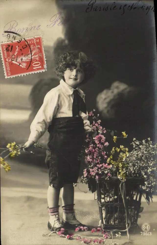 Criança com cesta de flores — Paris — editor Paris-les-Champs, n° 796/3 - Frente