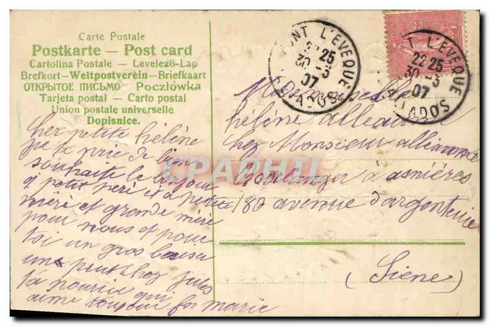 Pintos em um quadro floral — Feliz Páscoa — Carta postal multilingue - Verso