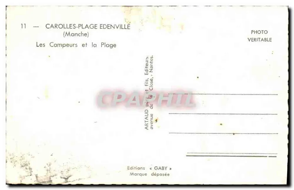 Carolles-Plage Edenville — Die Camper und der Strand — Editions Gaby, Nantes - Rückseite
