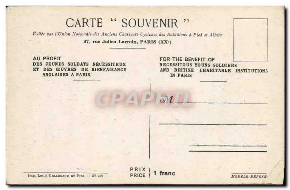 Reino Unido e França — Visita real da rainha Elizabeth a Paris — C. Hirleman - Verso