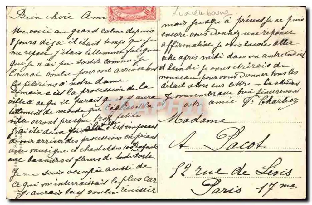 S.A.R. die Großherzogin Marie-Adelaïde von Luxemburg — Schwarz-weiß-Porträt — Verlag unbekannt, Seriennummer nicht lesbar - Rückseite