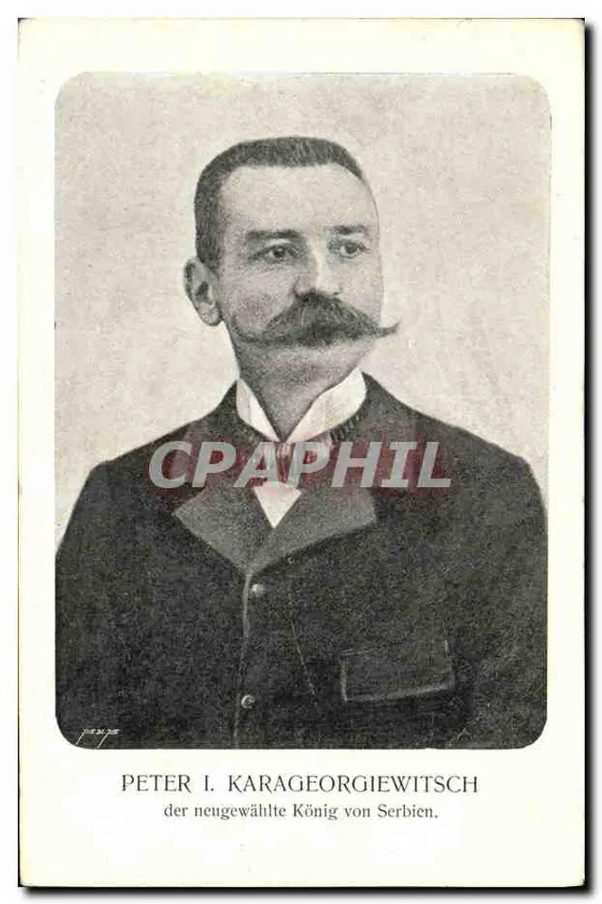 Retrato de Pedro I da Sérvia — rei eleito — editor não visível - Frente