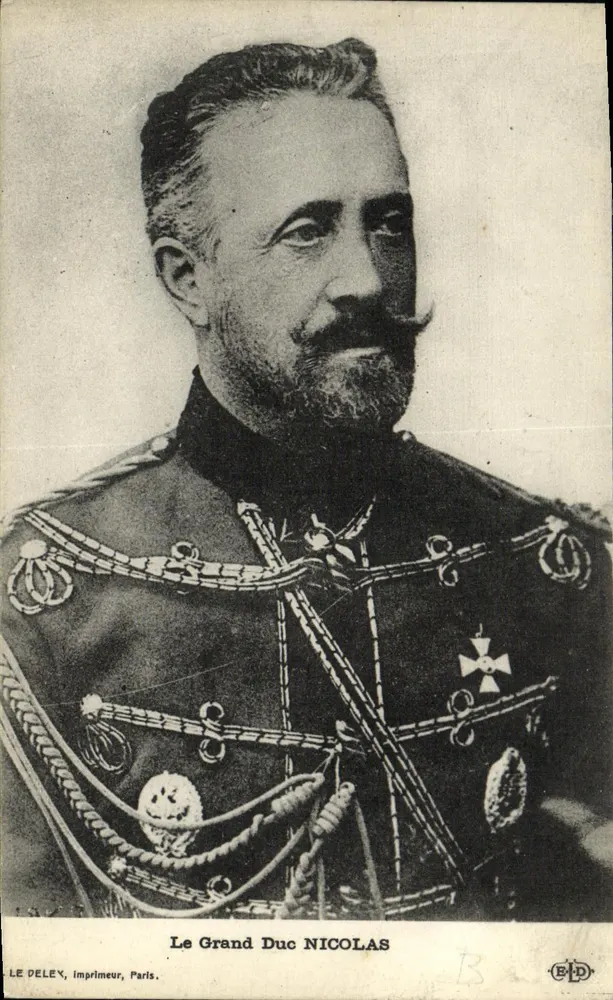 O Grande Duque NICOLAS — retrato em uniforme — LE DELEY, impressor, Paris - Frente