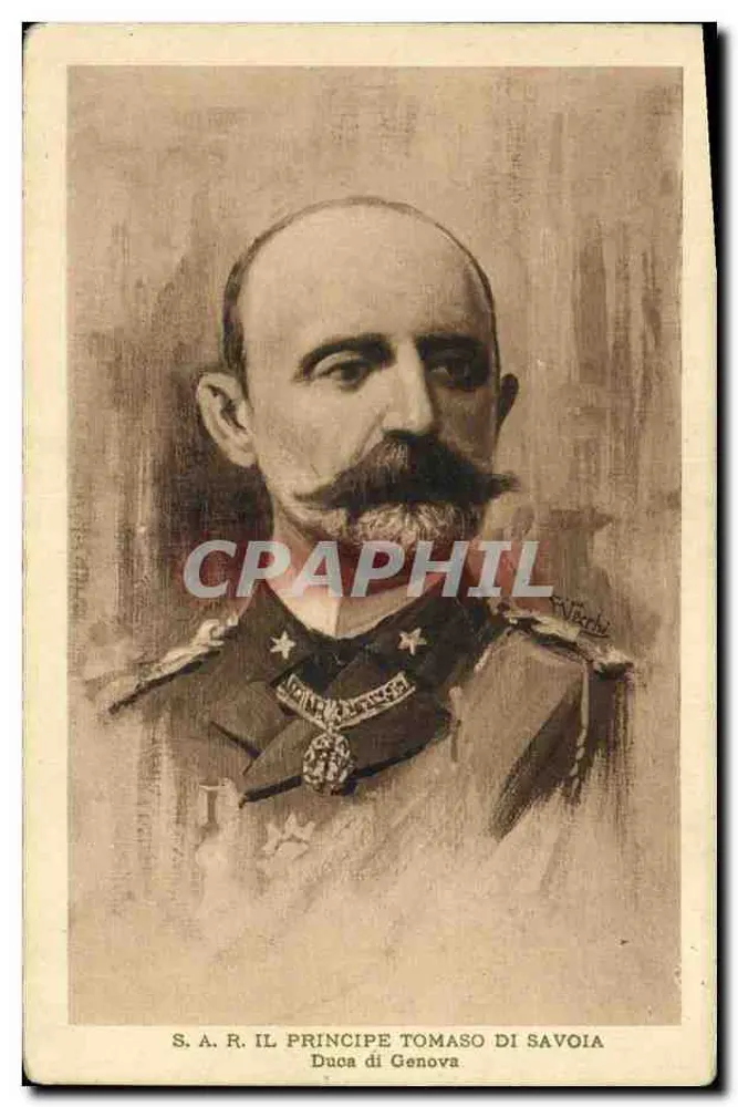 S.A.R. Prinz Tomaso von Savoyen — Herzog von Genua — Radierung signiert von F. Varchi - Vorderseite