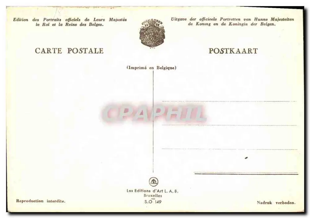 Albert Ier et Elisabeth — portraits officiels — Édition L.A.B. Bruxelles - Verso