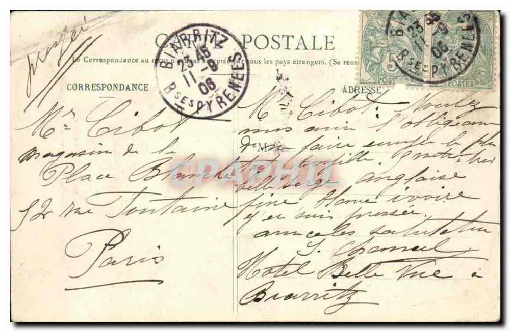 Biarritz pittoresk — Alphonse XIII und die Prinzessin E na von Battenberg — Verlag A. Simons - Rückseite