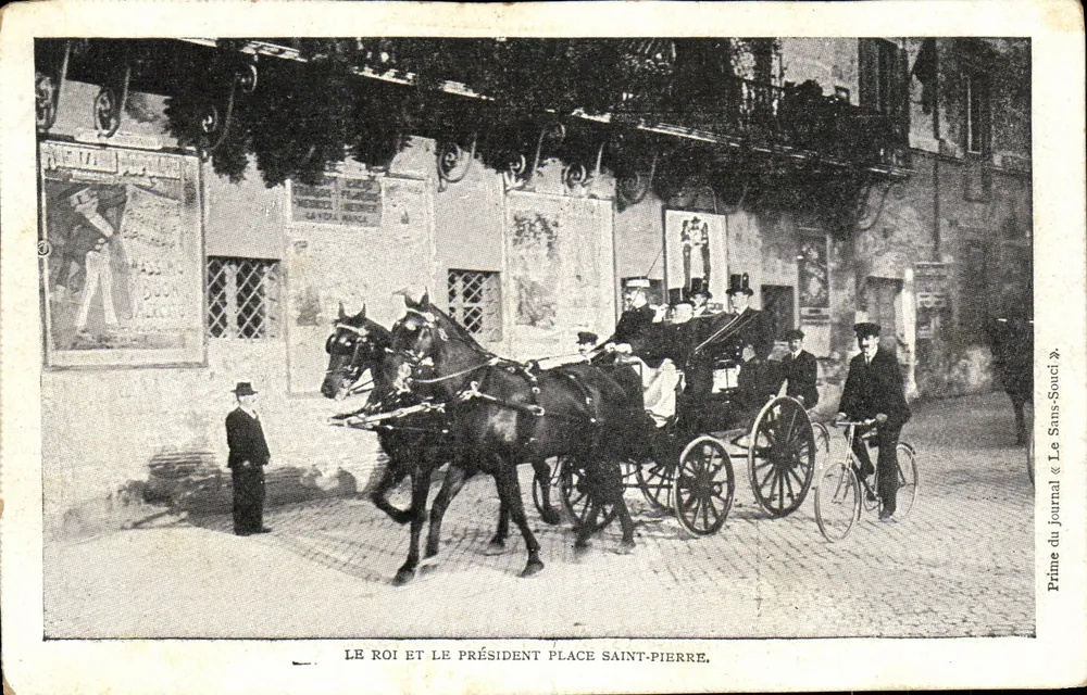 Der König und der Präsident Place Saint-Pierre — Coupon aus der Zeitung « Le Sans-Souci » - Vorderseite