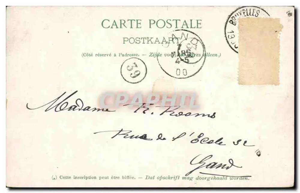 S.M. Marie-Henriette, Königin der Belgier — Portrait im Buste — Verlag nicht sichtbar, Seriennummer nicht lesbar - Rückseite
