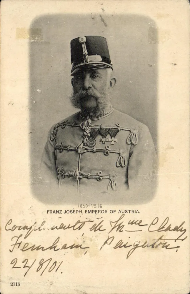 Franz Joseph, Empereur d'Autriche — portrait en uniforme militaire — éditeur J. V. H. (imprimé sur la carte) n° 2718 - Vorderseite