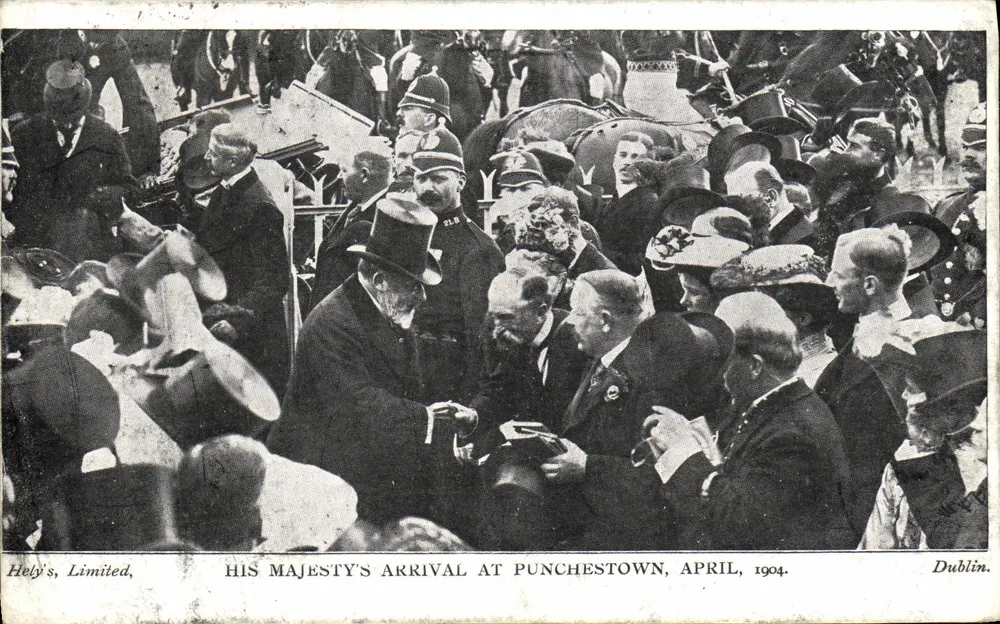 Ankunft Ihrer Majestät in Punchestown — Hely's, Limited, Dublin. - Vorderseite