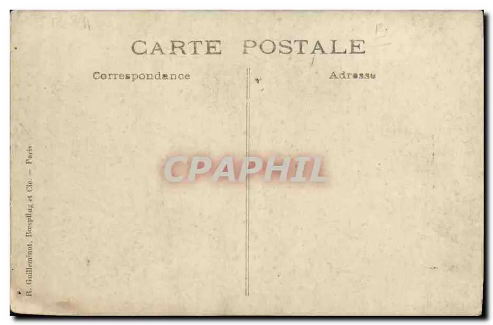 Locomotive à vapeur — devant un bâtiment industriel — R. Guillaume, Pecplaug & Cie, Paris - Verso