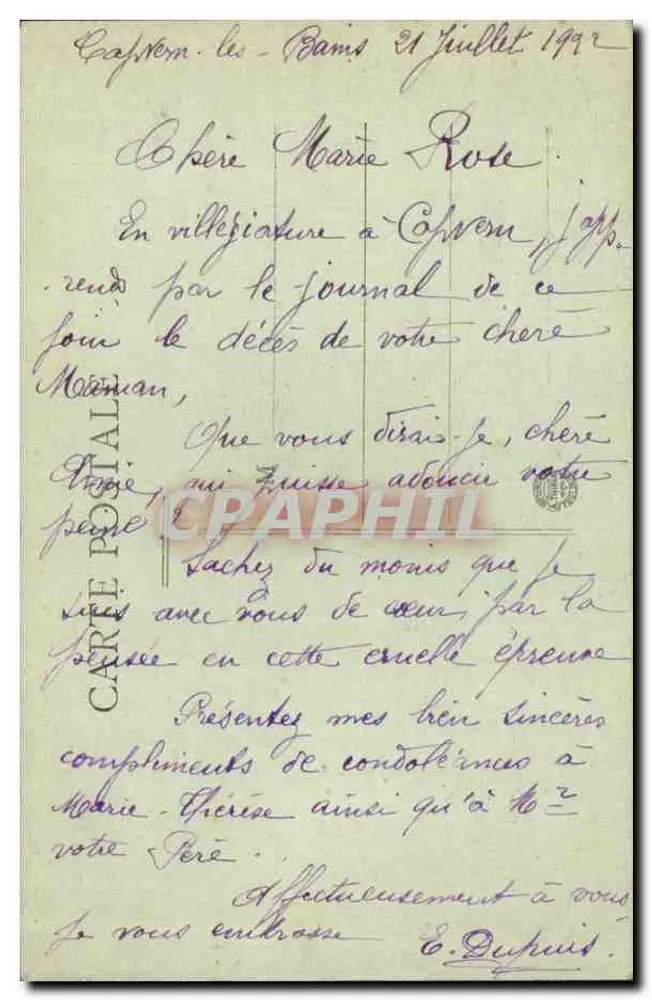 Capvern-les-Bains (H.-P.) — Hotel du Parc und Villa des Tilleuls — Verlag V. Lihet, n°16 - Rückseite