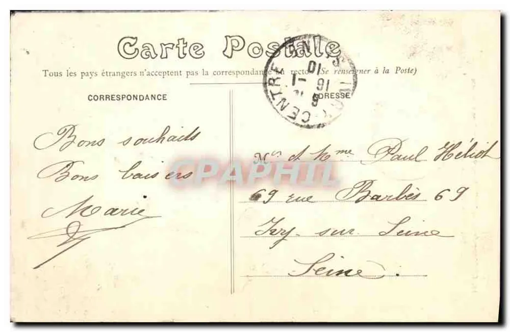 Châteaudun — Das Schloss, Blick von den alten Mauern — Phototypie Mahlién et Cie Châteaudun, Nr. 11 - Rückseite