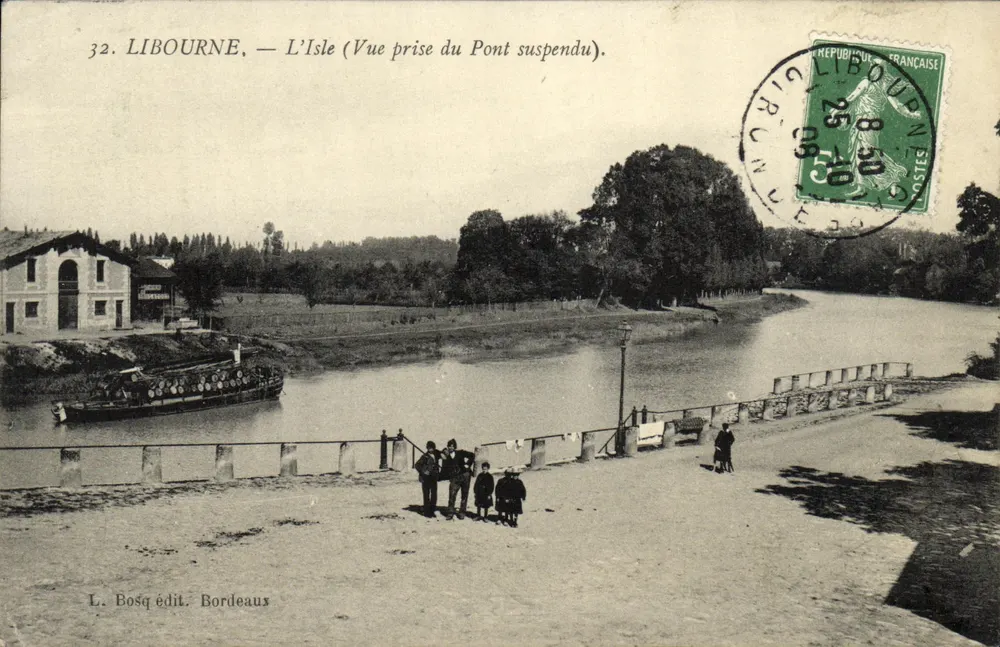 Libourne — Die Insel (Ansicht vom Hängbrücke) — L. Bosq Verlag, Bordeaux - Vorderseite
