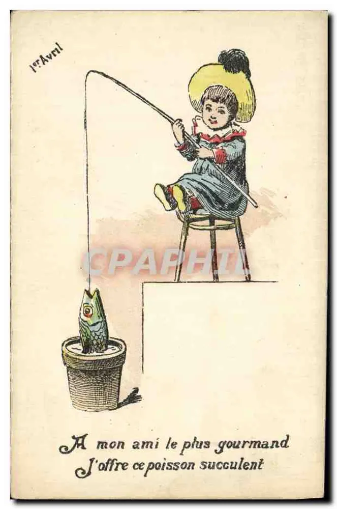 Kind fischt einen Fisch — humorvoll — Verleger Jérôme Avel - Vorderseite