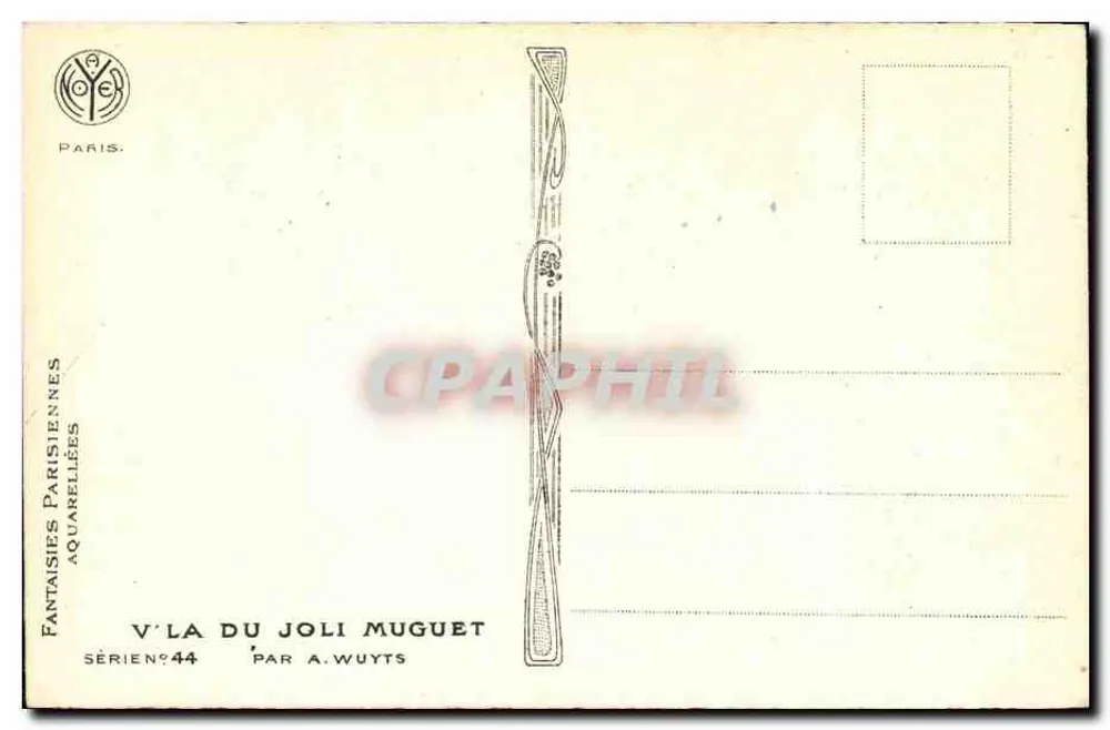 V'l'adu muguet, du beau muguet — Parisische Fantasien in Aquarell, Serie n°44, von A. Wuyts - Rückseite