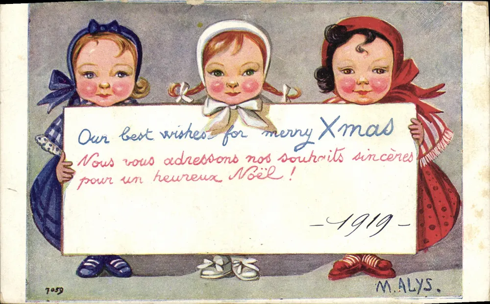 Drei Kinder — Weihnachten 1919 — M. Alys, n°7059 - Vorderseite