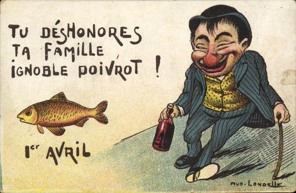 Trinker und Fisch — Karikatur von April — M. Lanoëlle - Vorderseite