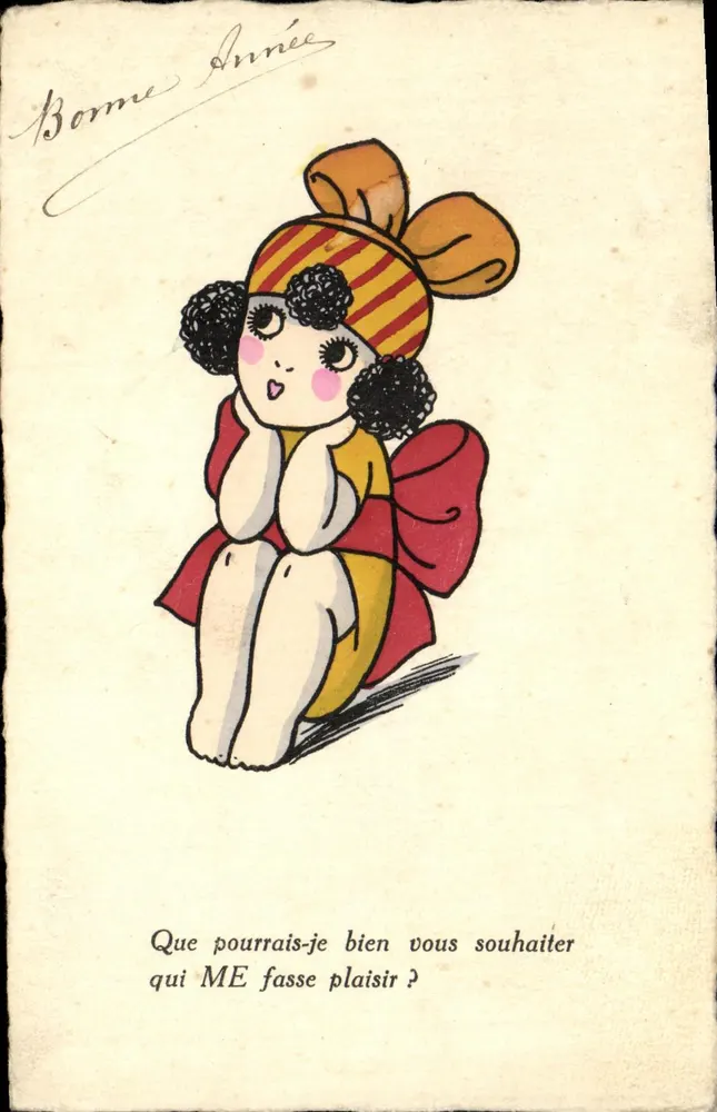 Menina em traje colorido — Carta de Boas-Vindas — E. A.P. Edição Francesa - Frente