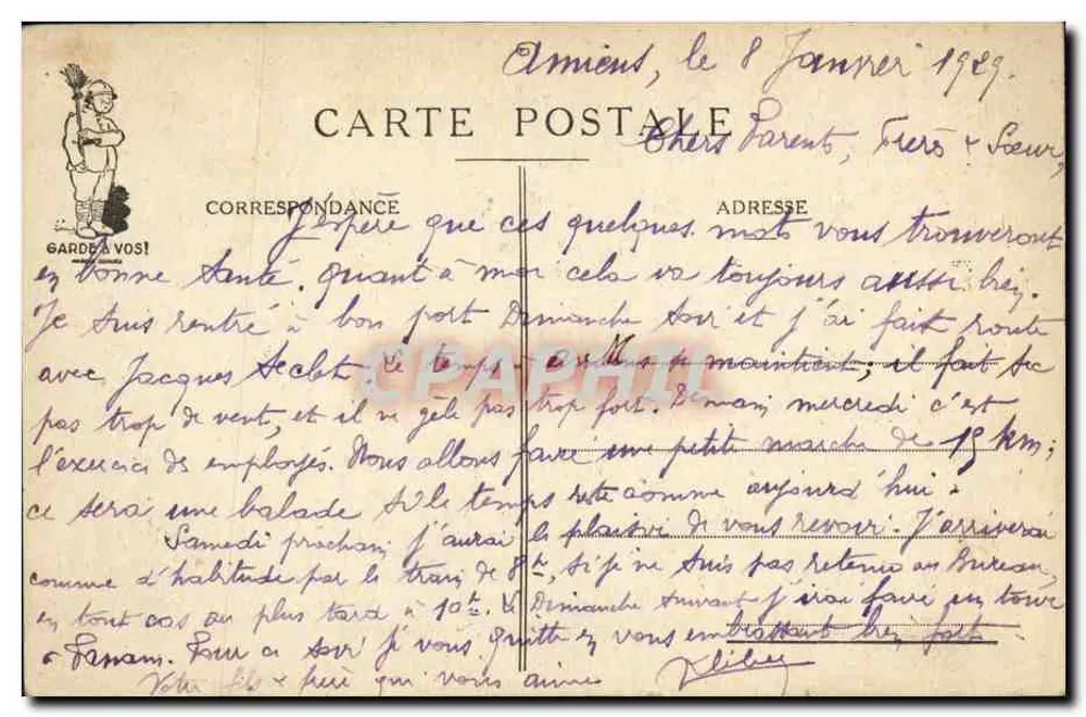 Os 10 Mandamentos do Soldado — Série de caricaturas militares — Y. P. Sorel - Verso
