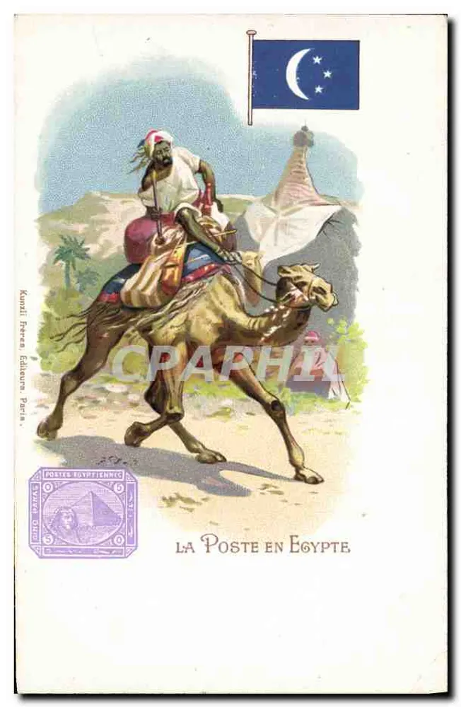 A La Poste no Egito — editor Kuntzli Frères, Edições Paris - Frente