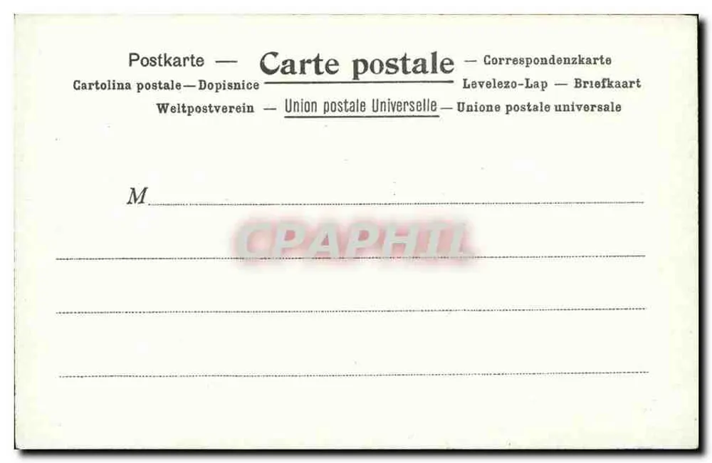 A Correios na Inglaterra — cena invernal com carruagem e bandeira britânica — editor Kurali Frères, Paris, número de série não visível - Verso
