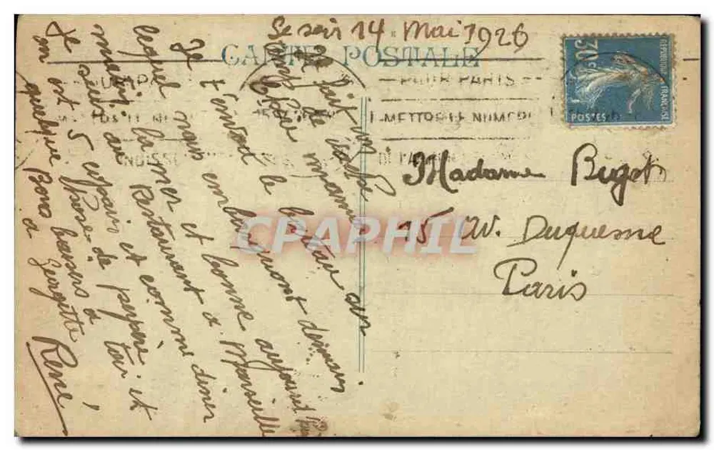 Paquebote "Timbad" — Paquebote Postal Rápido Francês — editor Carcelle - Verso