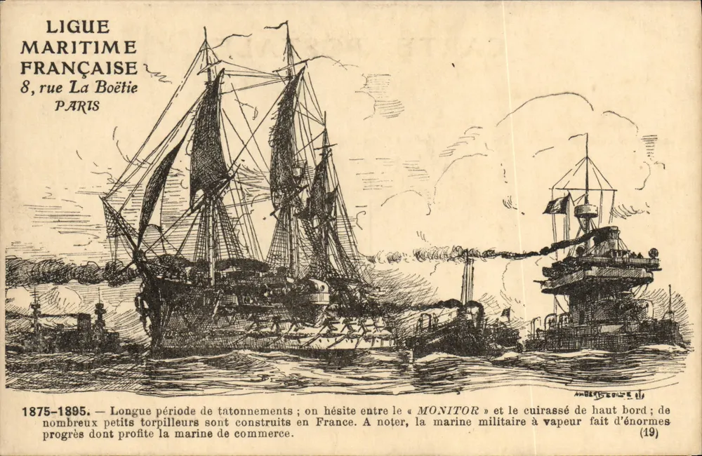 Marinha francesa — 1875-1895 — Ligue Maritime Française, 8 rue La Boétie, Paris - Frente