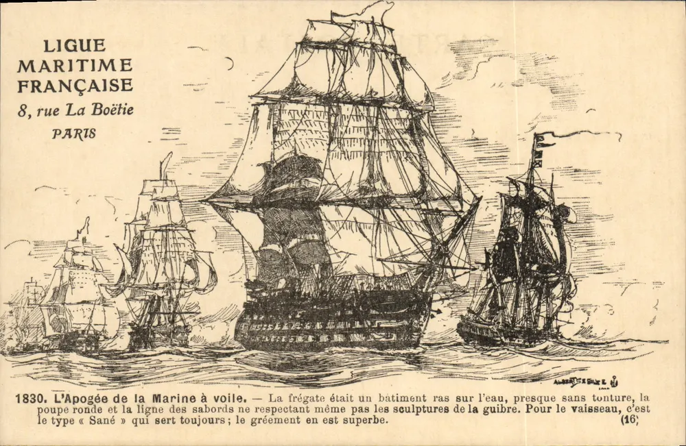 Auge da Marinha a Vela — 1830 — Ligue Maritime Française, 8 rue La Boétie, Paris - Frente