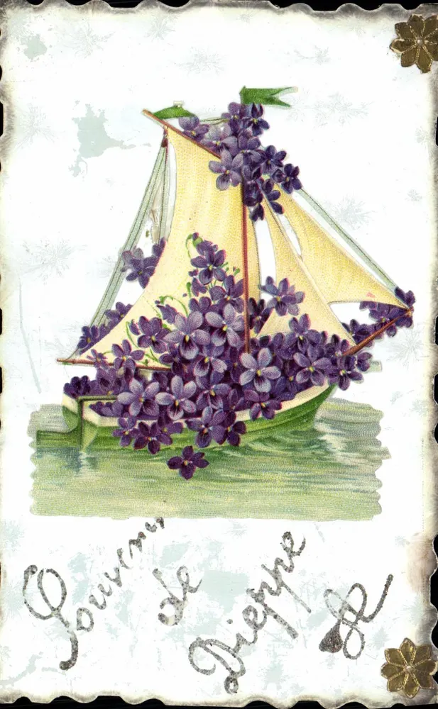 Barco decorado com violetas — Gouven de Dieppe - Frente