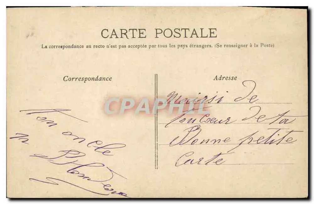 Buquê de violetas e pomba — Lembrança afetuosa — Paris, 1907 - Verso