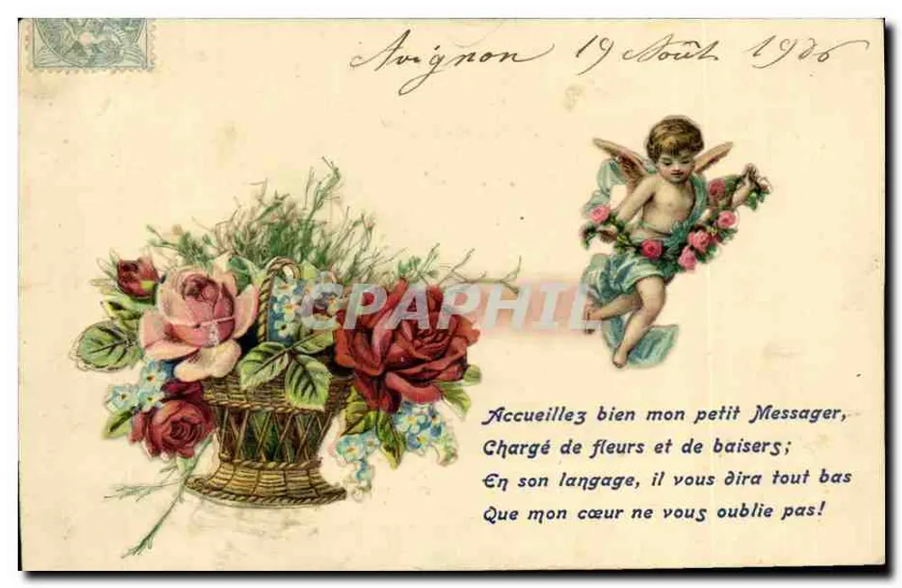 Bouquet de rosas — Anjo das flores — editor Paris - Frente