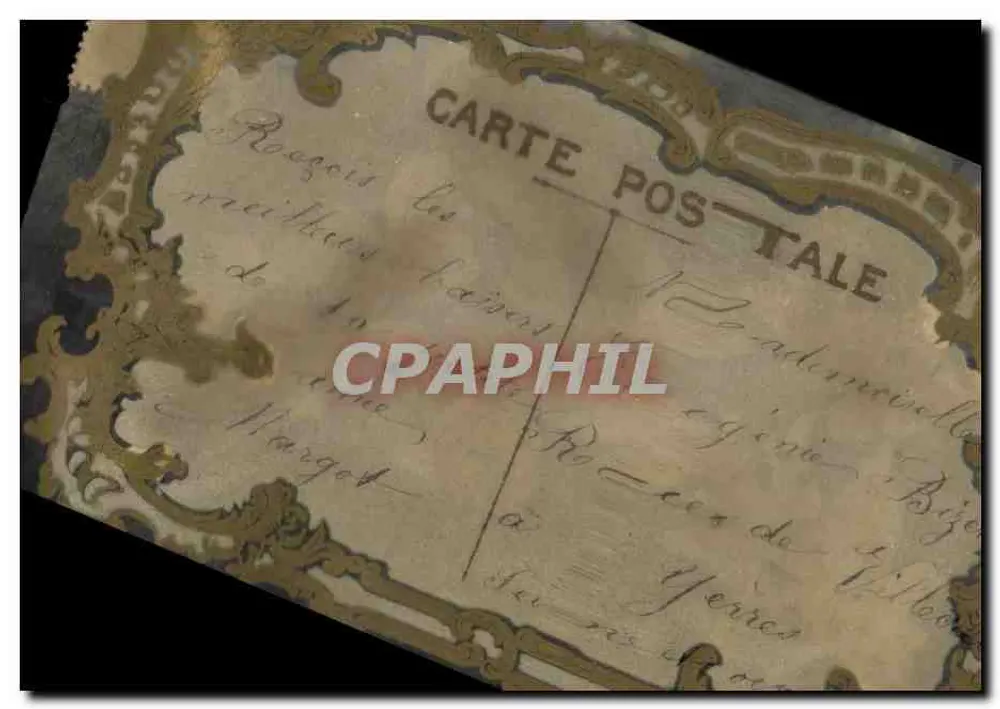 Carta postal decorativa — flores e animal — editor desconhecido - Verso
