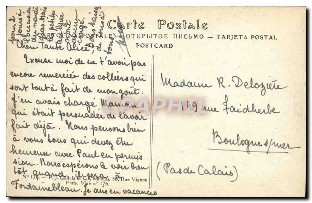 Oltingen - Elsass — ländlicher Landschaft mit Baum und Haus — J. J Waltz (Hansi) - Rückseite