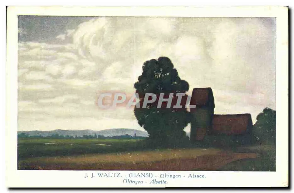 Oltlingen - Elsass — Landschaft mit Baum und Haus — J. J. Waltz (Hansi) - Vorderseite
