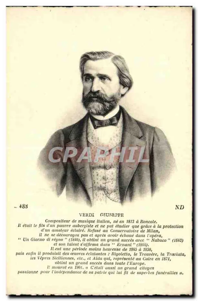 Giuseppe Verdi — italienischer Komponist — Imp. Neurmann & Cie, Paris - Vorderseite