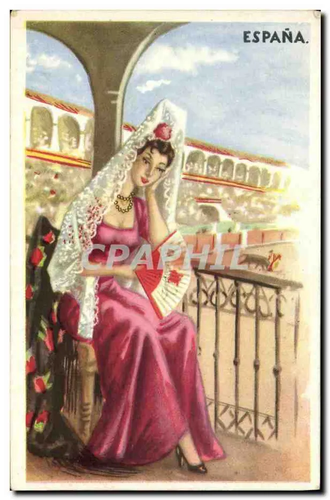 Frau im spanischen Kostüm — Balkon — Zunel, Madrid, Serie 68 - Vorderseite