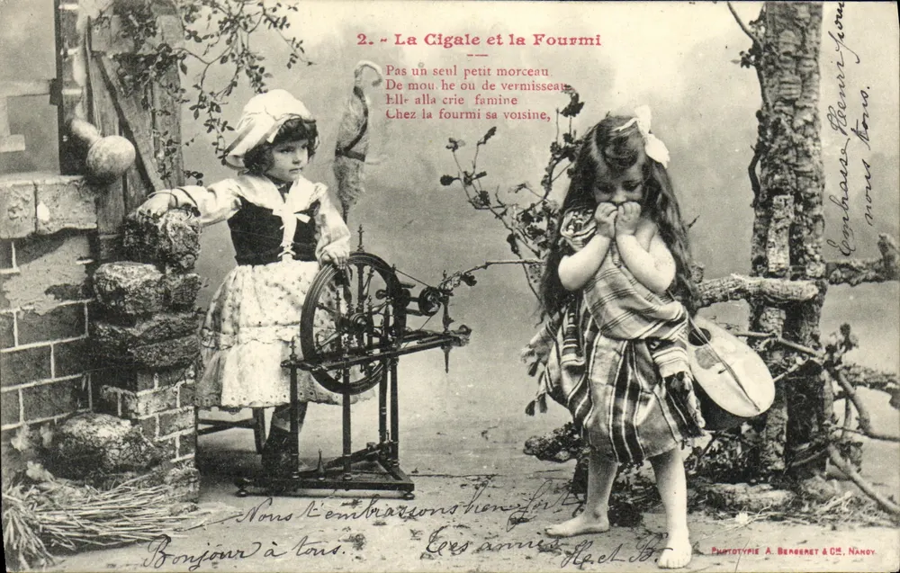 Die Grille und die Ameise — Fabel von La Fontaine — Phototypie A. Bengeret & Cie, Nancy - Vorderseite