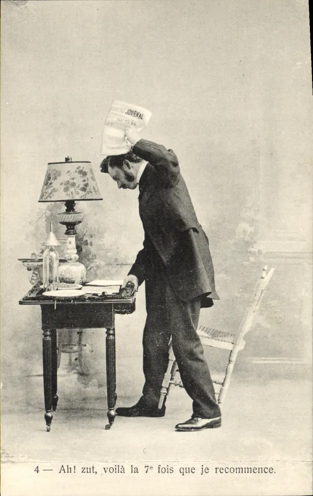 Frustrierter Mann — Wiederholung einer Aufgabe — L'H. Paris, n°4 - Vorderseite