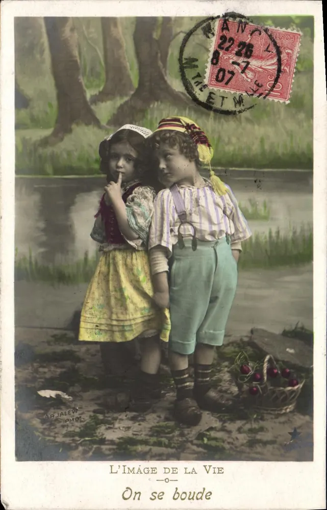 Zwei Kinder am Teich — L'IMAGE DE LA VIE — AH JALEW phot. - Vorderseite