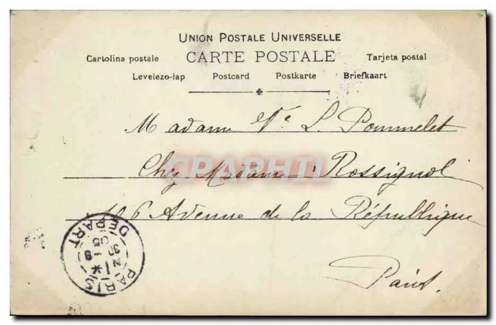 Frau im Morgenmantel, die trinkt — Innenraumszene — S.I.P. Paris, Nr. 1114 - Rückseite