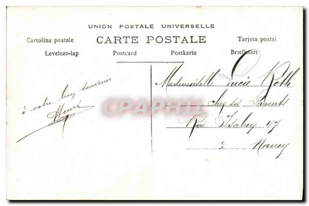 Couple devant une boîte aux lettres — scène amoureuse — B.G.I. n°550 - Verso