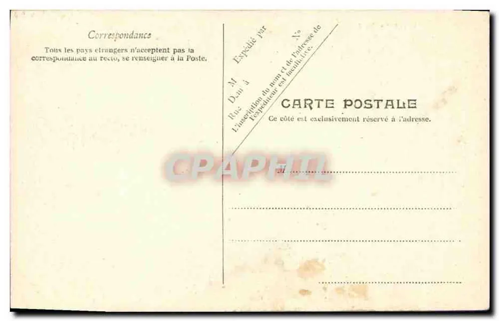 Liebesbrief — Hier ist ein Drache, der eine Karte an Madame die Marchesein überbringen will — Antike Ansichtskarte Paris Nr. 7703 - Rückseite
