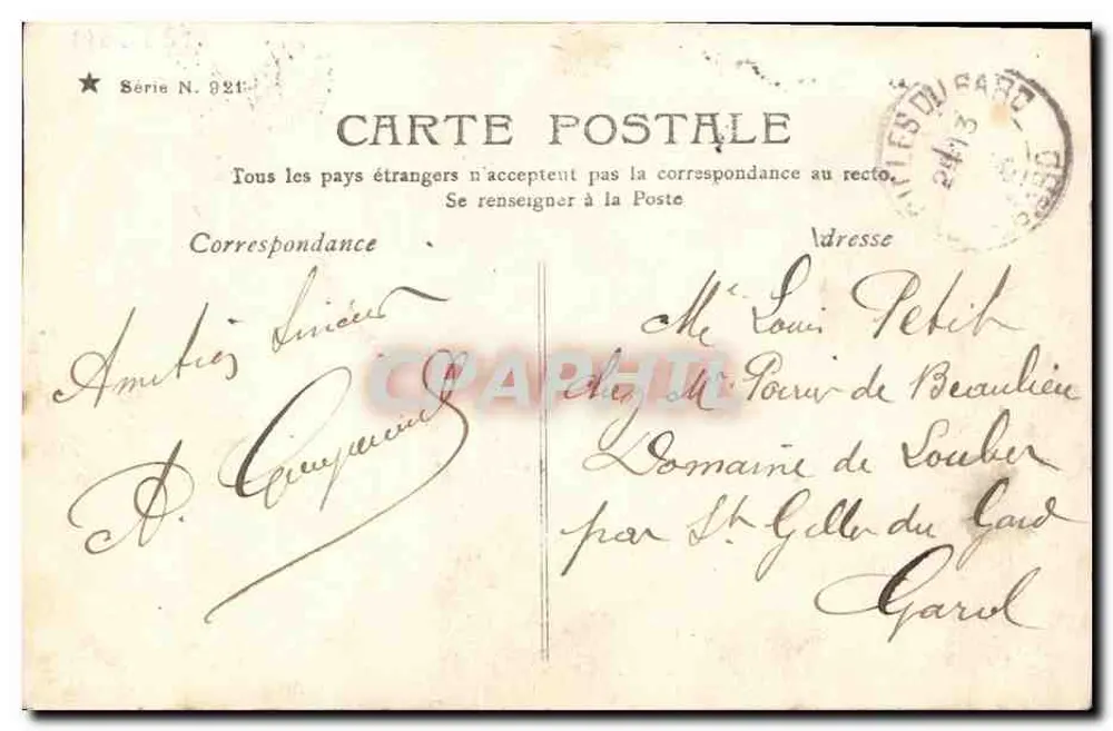 Die Wäscherin — junge Wäscherin, neu eröffnet — Ladrey-Disdéri, Paris, Serie N. 921 - Rückseite
