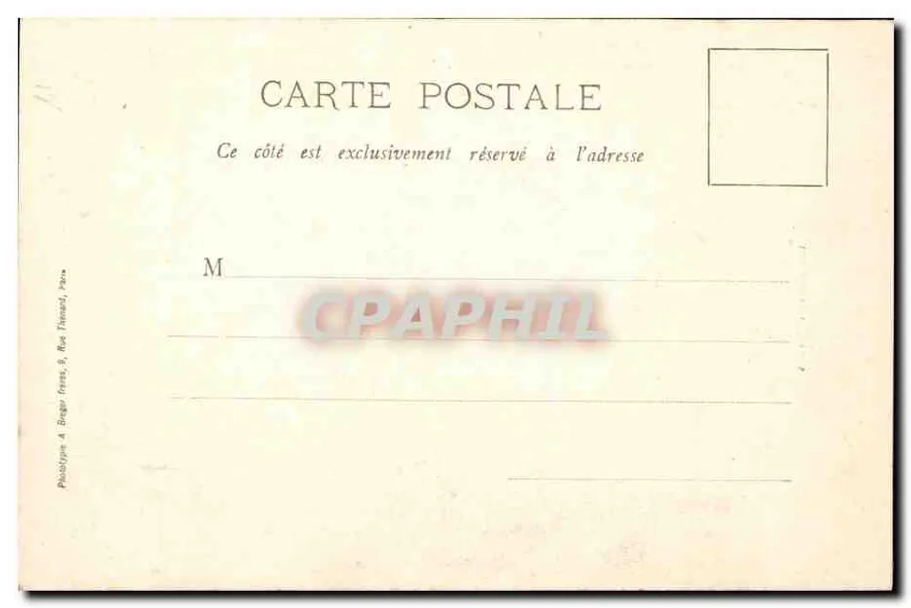 Die Kleinen Wrestler — Zwei Jungen in gestreiften Trikots, die anstoßen — Phototypie A. Bruger, 8 Rue Tournard, Paris - Rückseite