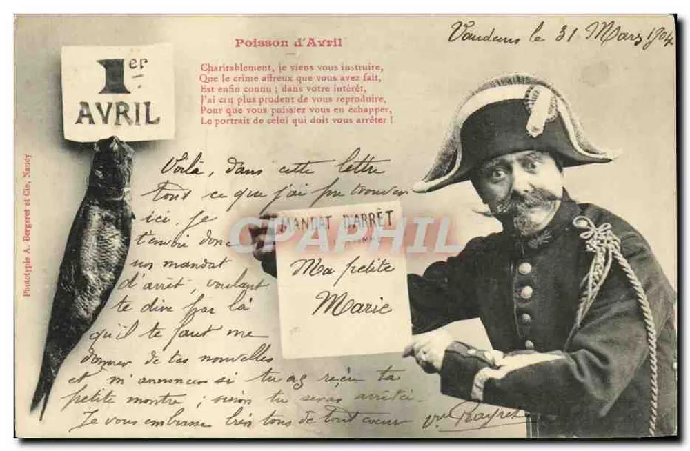 April-Fisch — Tag der Fischer — Phototypie A. Bergeret et Cie, Nantes - Vorderseite