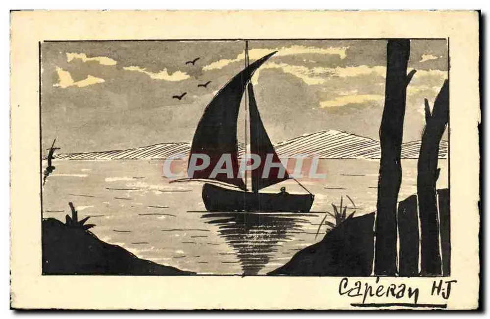 Zeilboot op een meer — landschap — Capéran H.J. - Voorkant