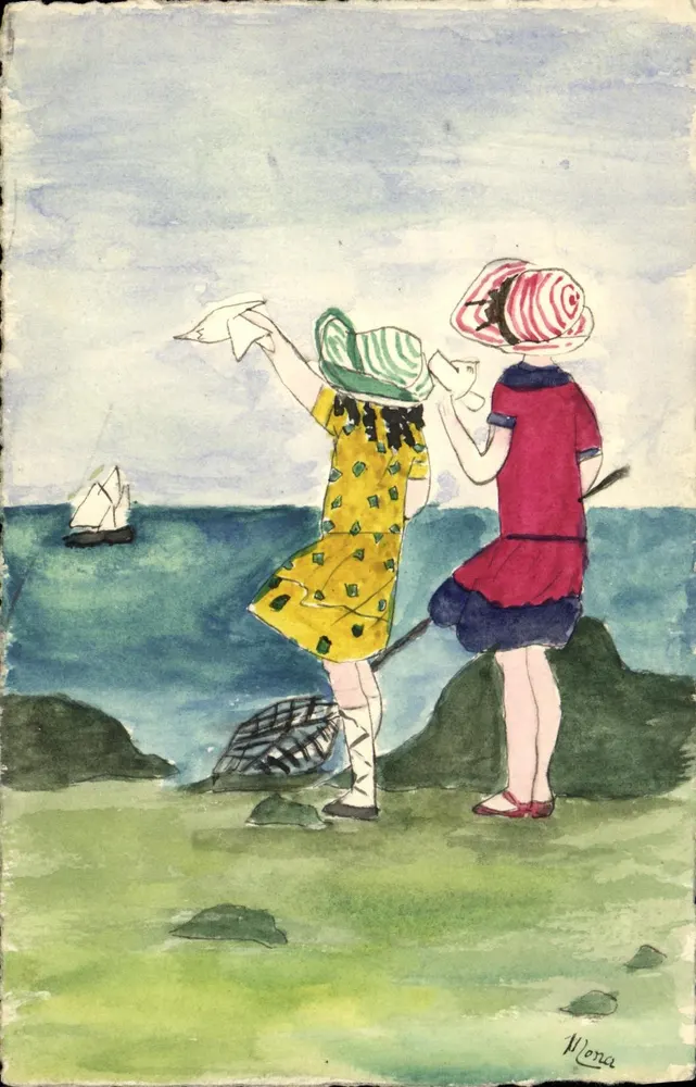 Zwei Mädchen, die am Meer spielen — Illustration von Herrn Wona — Verlag nicht sichtbar - Vorderseite